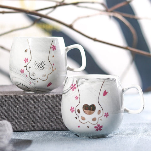 Flamingo Coffee Mugs Ceramic Mug Travel Cup Cute Cat Foot Ins 72*85mm H1215