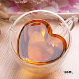 Heart Love Shaped Coffee Mug Juice Cup Coffee Tea Beer cups mug Gift Double Wall Glass Mug Heat-Resisting Drinkware 24h Ship
