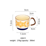 300ml Retro Flower Coffee Mug Microwave Safe Ceramic Milk Mug Juice Handgrip Office Water Cup Kitchen Party Drinking Tools