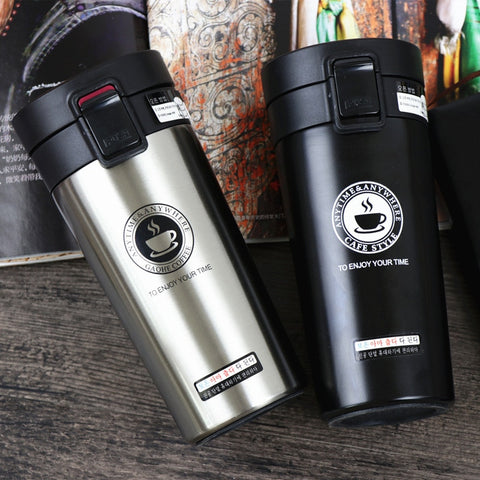 304 Stainless Coffee Mug Double Wall Vacuum Thermos Bottle 380ml Portable Car Flask Leakproof Travel Mug Thermos for Tea