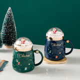Christmas Cup Mug Ceramic Santa Claus Figurines with Lid Milk Coffee Cup Home Office Water Drinking Bottle New Year Gifts